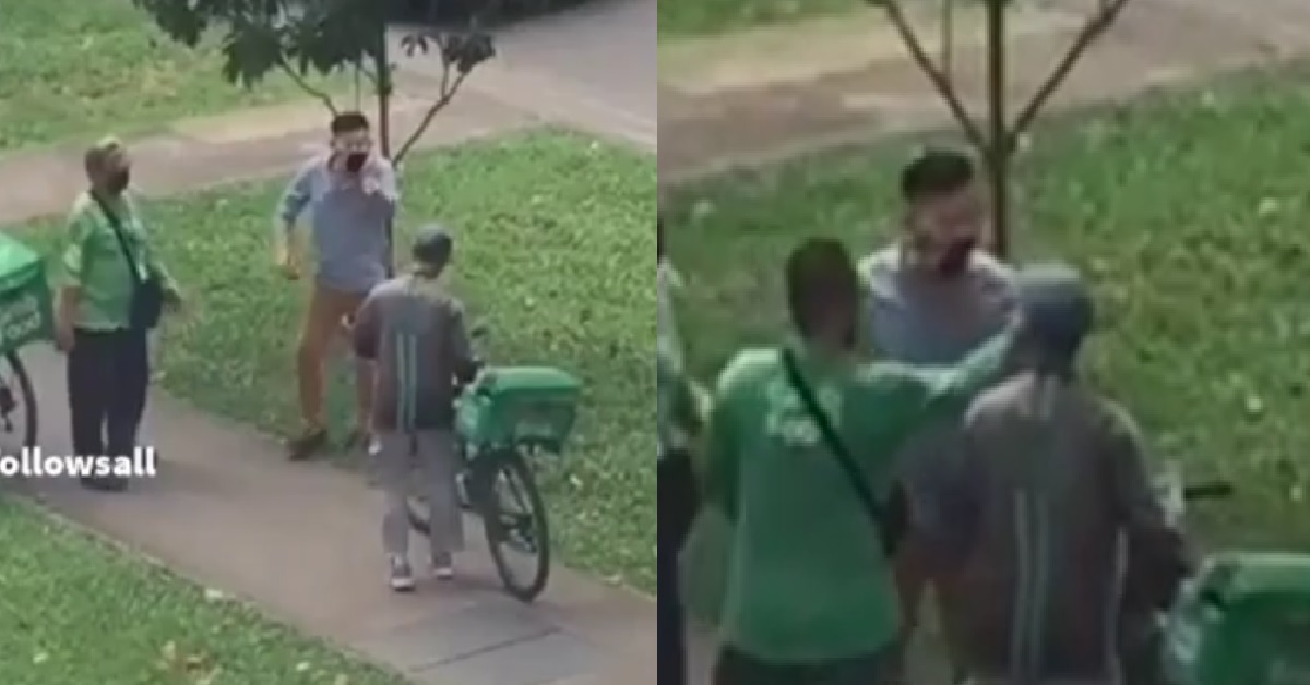 PEDESTRIAN FIGHTS WITH GRABFOOD RIDER, POLICE AT THE SCENE