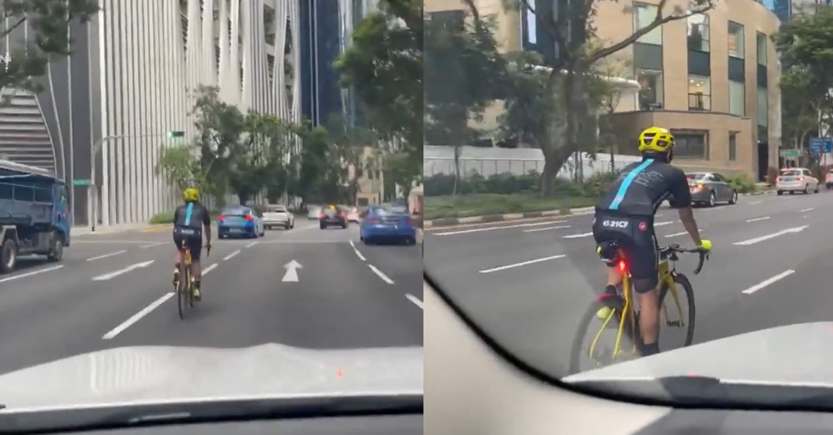 CYCLIST RIDE IN MIDDLE OF ROAD, NO CARE HIS LIFE