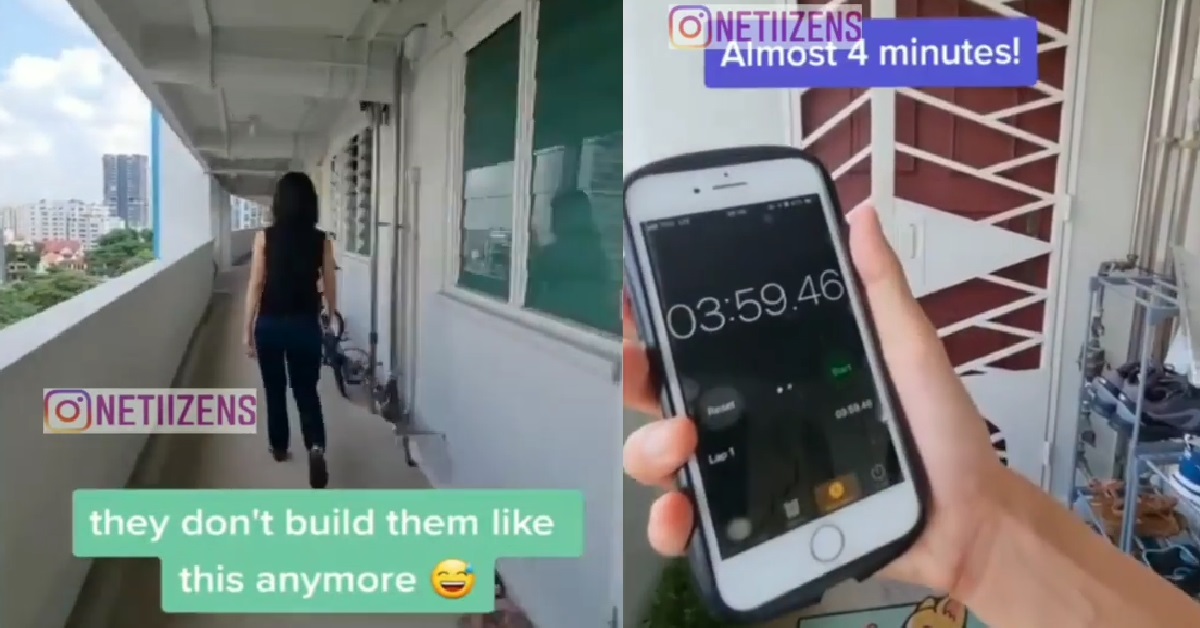 WOMAN TOOK 4 MINS TO WALK ENTIRE LENGTH OF HDB CORRIDOR