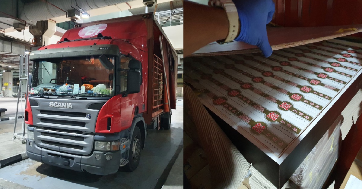 LORRY CAUGHT SMUGGLING CONTRABAND CIGARETTES AT TUAS CHECKPOINT
