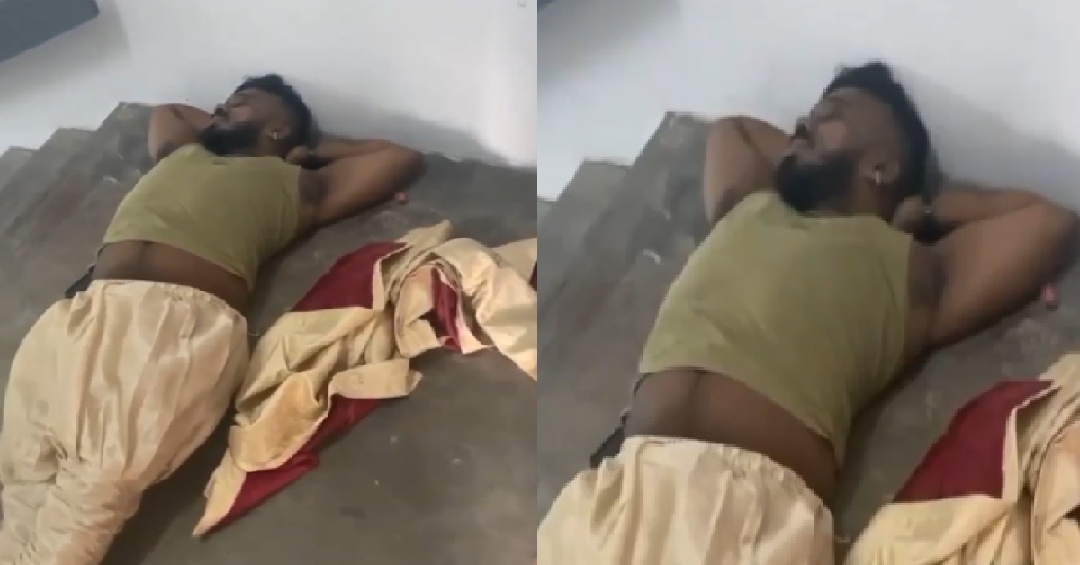 MAN SLEEPING AT STAIRCASE LIKE IT’S A 5-STAR HOTEL