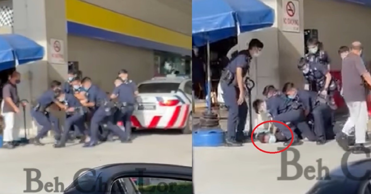 SUSPECT KENA ARRESTED & PINNED DOWN BY HALF A DOZEN POLICE
