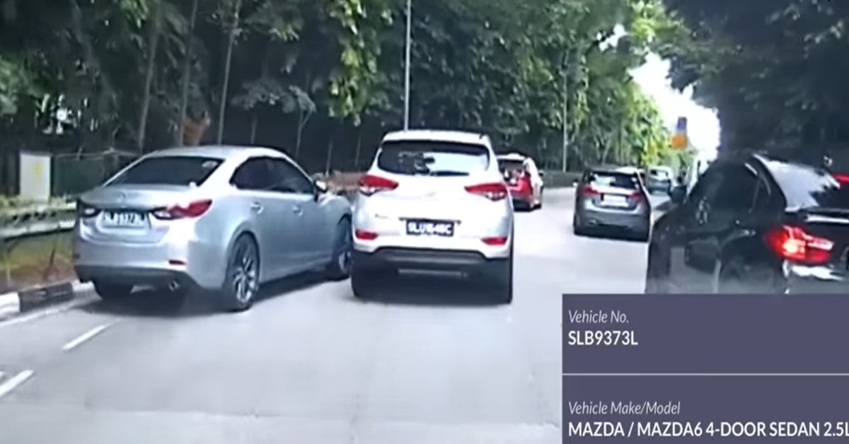 P-PLATE MAZDA DRIVER FILTERS OUT WHEN SUPPOSED TO GIVE WAY, ALMOST COLLIDES
