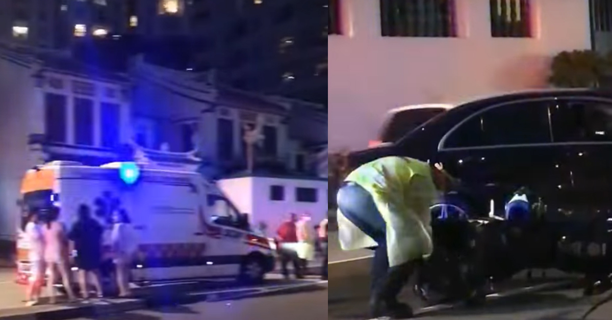 MOTORBIKE AND CAR COLLIDED, SCDF ON SCENE