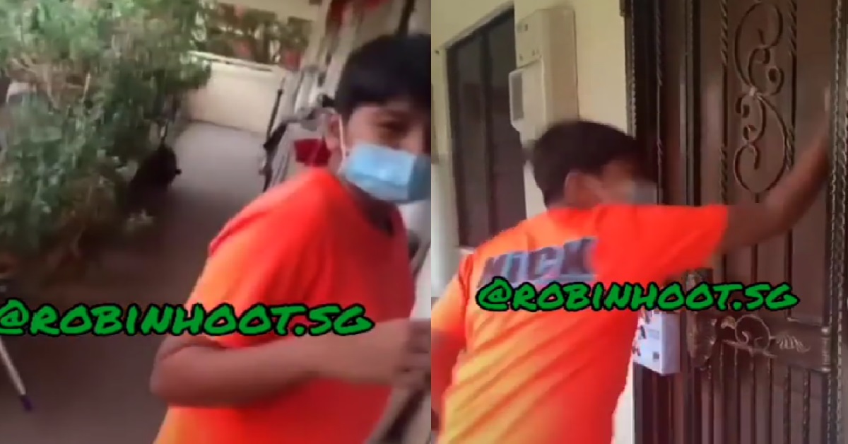 YPS HAMMER HDB RESIDENT’S FRONT DOOR THEN RUN AWAY