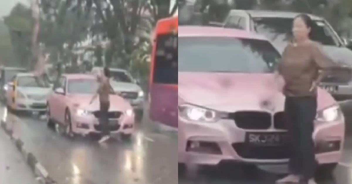 WOMAN BLOCKS TRAFFIC IN MIDDLE OF THE ROAD TO SCOLD VAN