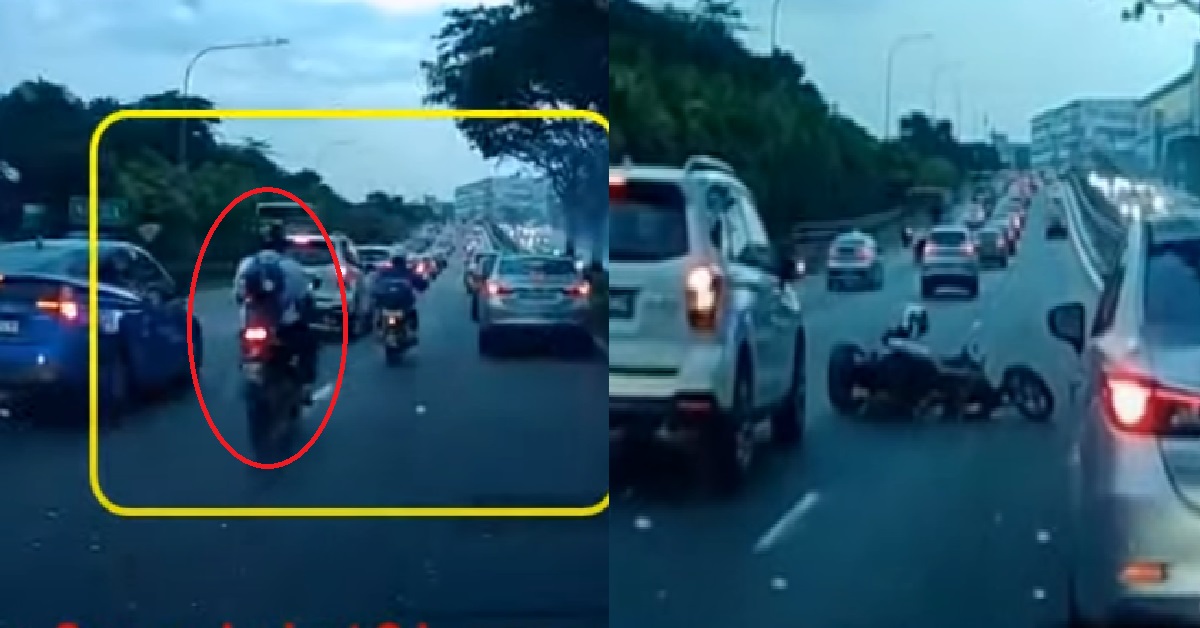 MOTORCYCLE HITS OTHER MOTORCYCLE ON KPE AND RIDES AWAY