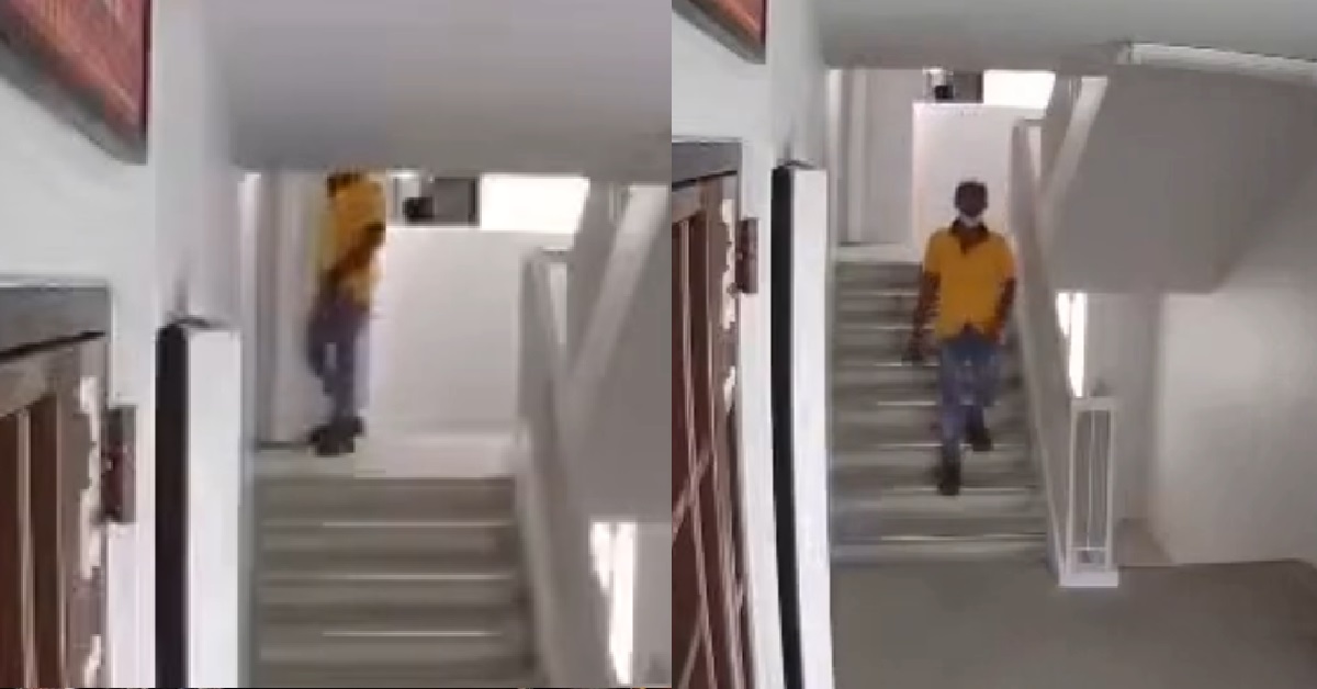 MAN CAUGHT ON CCTV URINATING AT HDB STAIRCASE