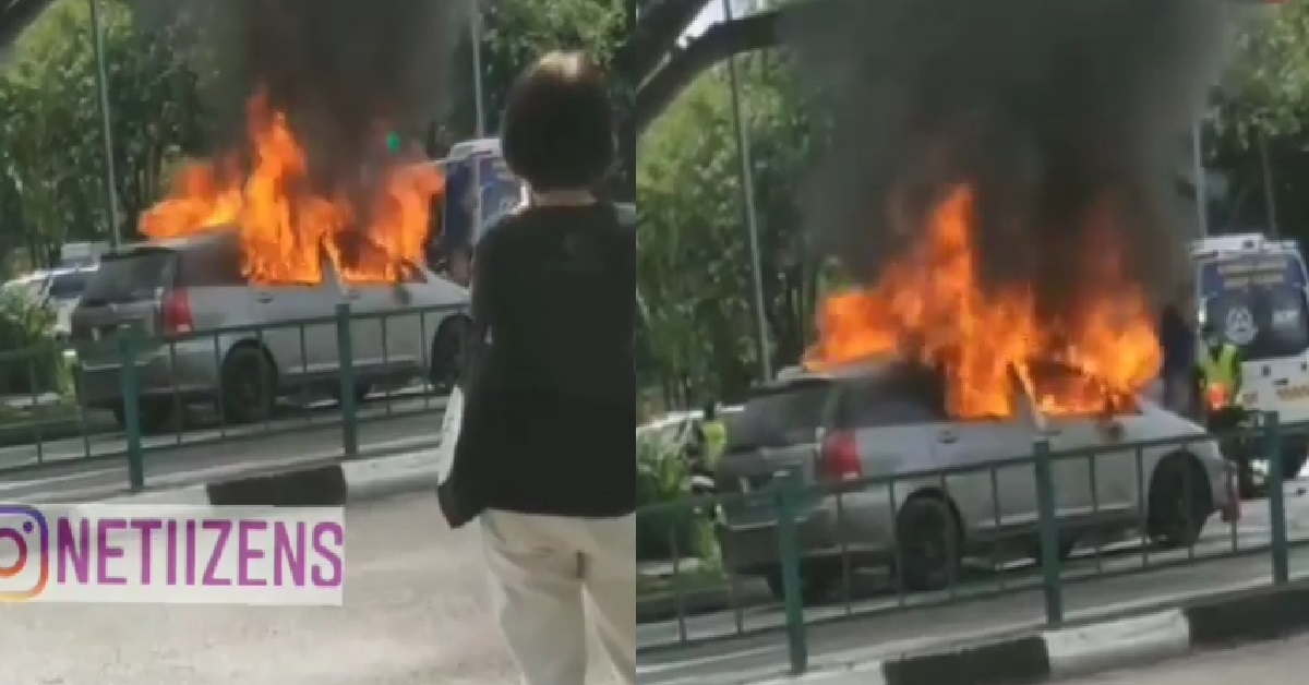 CAR CAUGHT ON FIRE AT YISHUN, PUT OUT BY SCDF