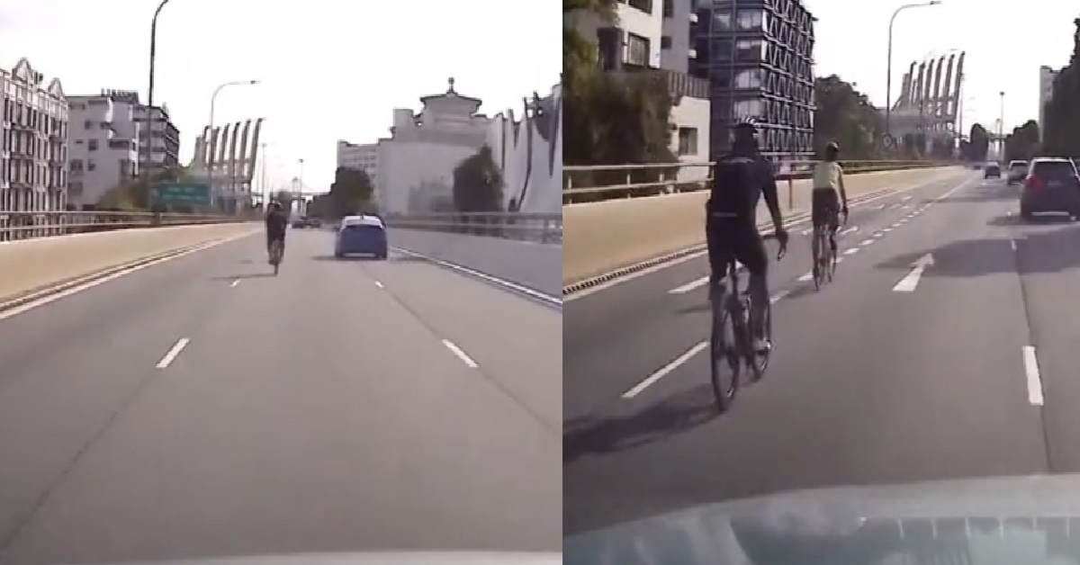 SHAMELESS CYCLISTS SEEN OPENLY CYCLING IN THE MIDDLE OF EXPRESSWAY