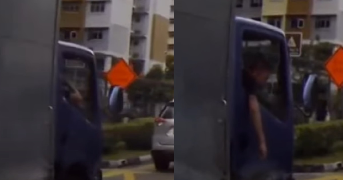 LORRY DRIVER SPITS OUT OF WINDOW, THEN ACCELERATES TO BLOCK OTHER LORRY FROM CHANGING LANE