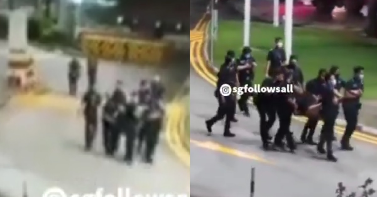 UNCOOPERATIVE SUSPECT BEING CARRIED BY ALMOST A DOZEN POLICE OFFICERS