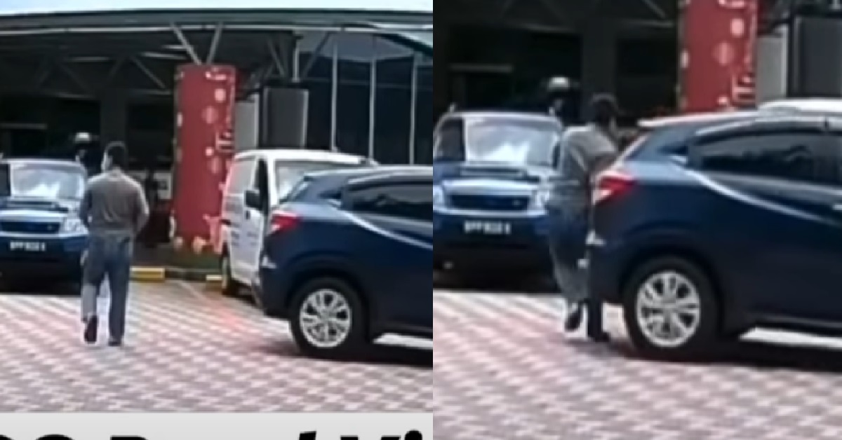 DRIVER DAYDREAMING, REVERSED CAR INTO MAN AT CARPARK THEN SCOLD HIM