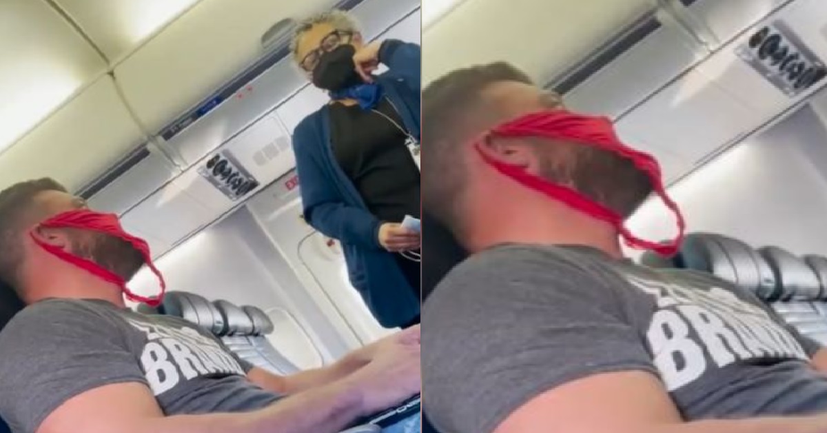 MAN WORE THONG ON HIS FACE AS FACE MASK, KICKED OFF FLIGHT