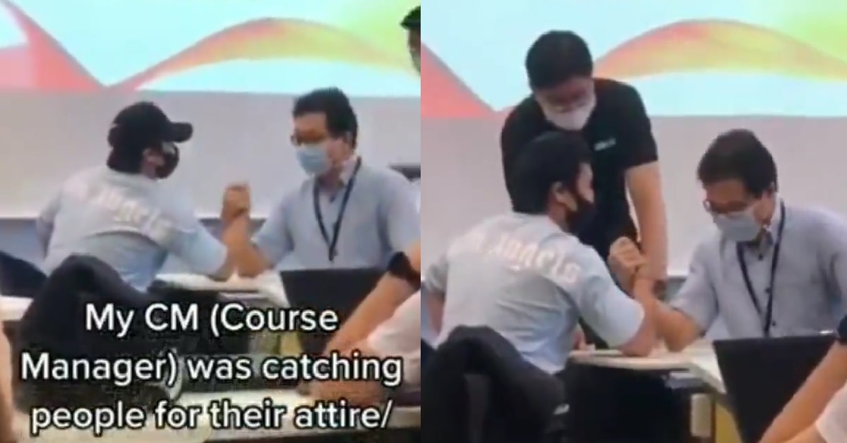 TEACHER CATCHES STUDENT FOR LONG HAIR, LETS HIM OFF IF HE BEATS HIM AT ARM WRESTLING
