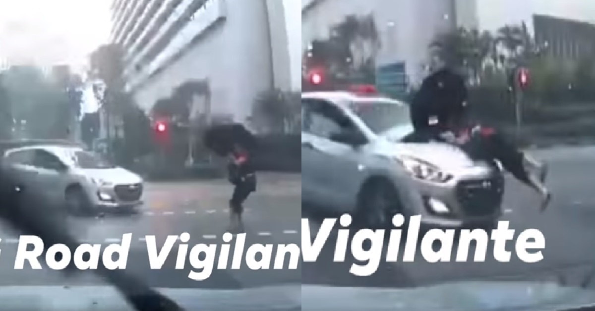 TAXI DOESN’T GIVE WAY TO PEDESTRIAN CROSSING ROAD, RUNS WOMAN OVER IN THE RAIN