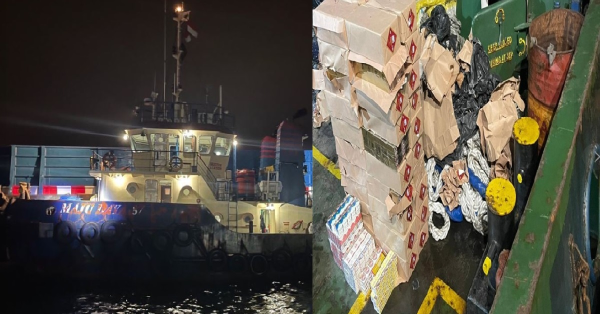 TUGBOAT CAUGHT TRYING TO SMUGGLE 1,534 CARTONS OF CONTRABAND CIGARETTES INTO S’PORE
