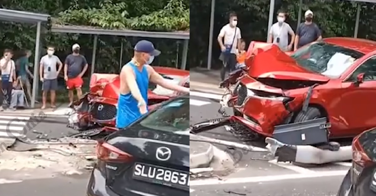 WHOLE TRAFFIC LIGHT FELL ONTO CAR AFTER IT CRASHED INTO THE LIGHT POLE