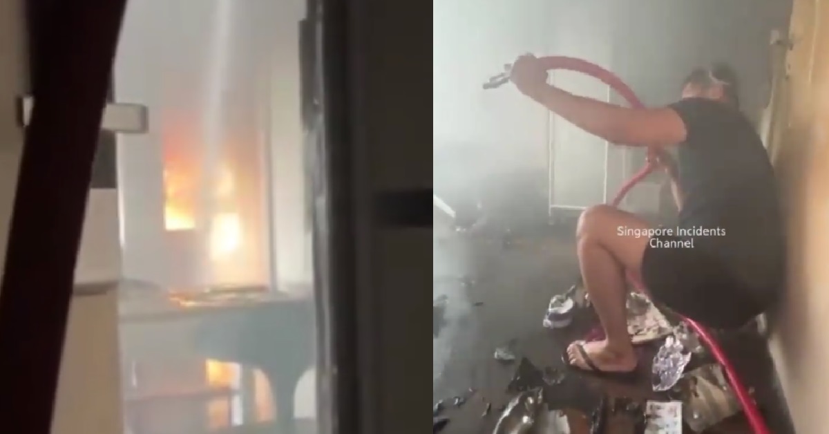 TWO MEN FOUGHT FIRE IN SLIPPERS & SHORTS, FIRE PUT OUT BEFORE SCDF ARRIVED