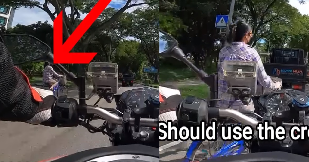 CYCLIST SUDDENLY CUT ACROSS MOTORCYCLE DANGEROUSLY ON THE ROAD