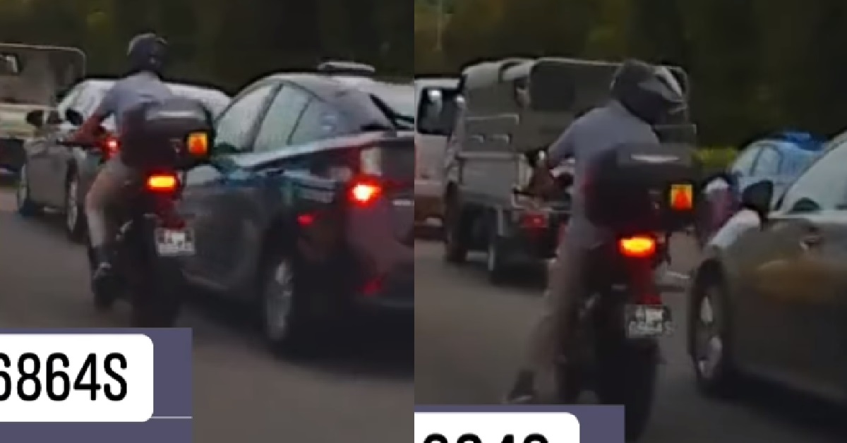MOTORCYCLIST HIT TAXI’S SIDE MIRROR, WHICH FELL OFF, AND RIDES AWAY