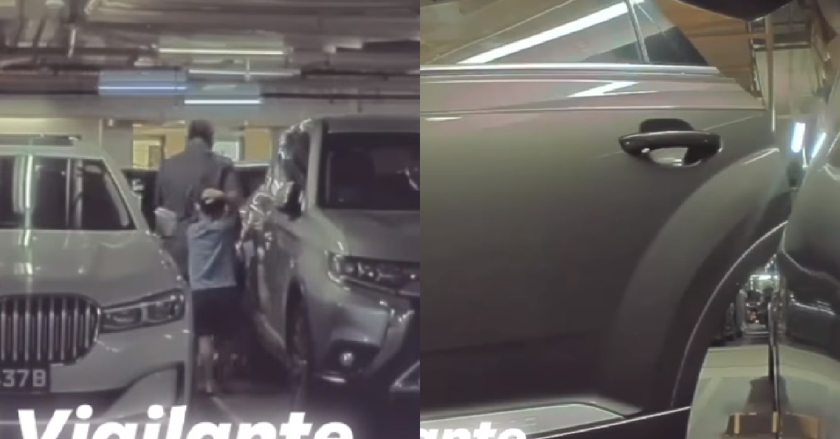 AUDI HITS PARKED TESLA WITH DOOR IN CARPARK, DRIVER EXAMINED DAMAGE AND LEFT