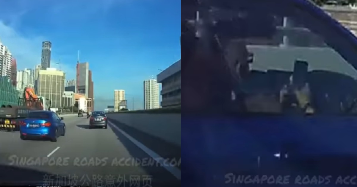 DRIVER SEEN USING PHONE WITH BOTH HANDS WHILE DRIVING ON EXPRESSWAY
