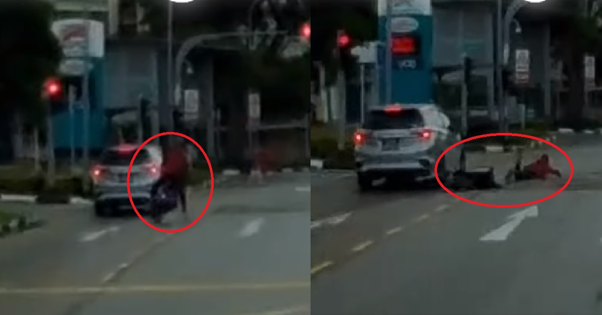 PAB RIDER WITHOUT HELMET SPEEDING ON THE ROAD, CRASHES INTO CAR
