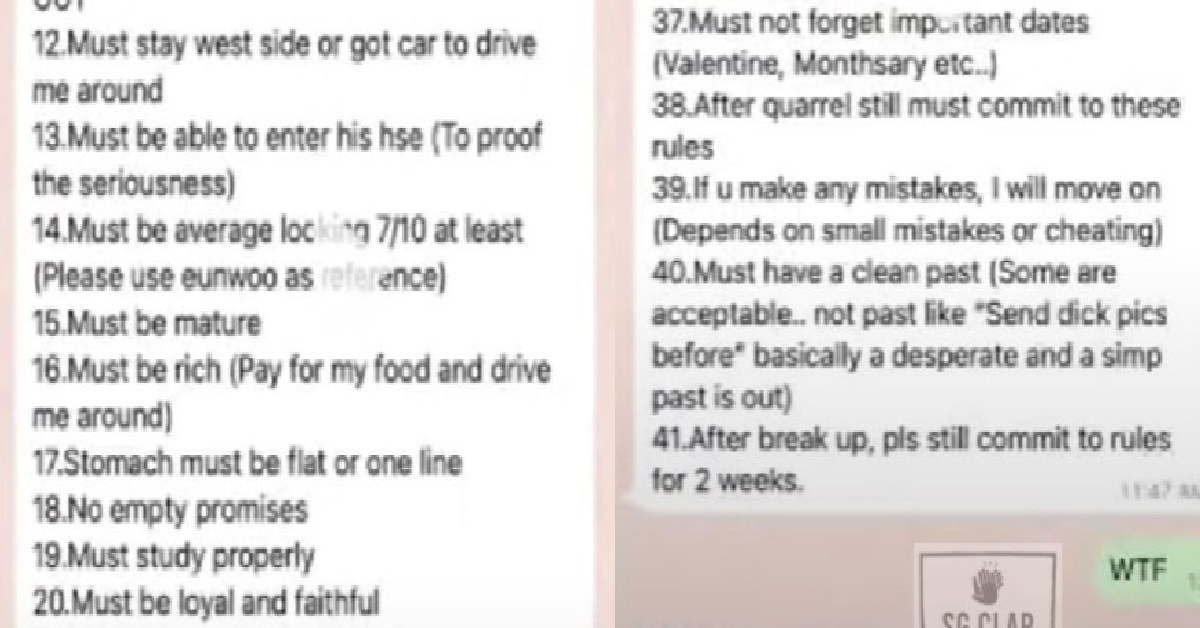 GIRL LOOKING FOR BOYFRIEND, GOT 41 REQUIREMENTS & RULES FOR FUTURE BF
