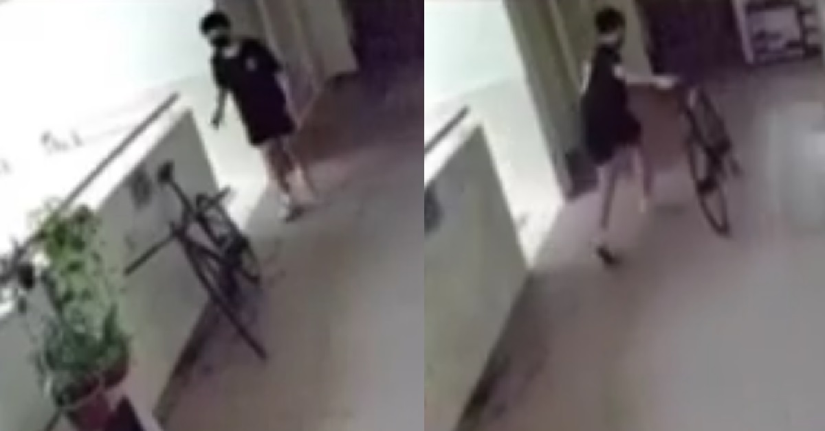TEEN CAUGHT ON CCTV STEALING RESIDENT’S BICYCLE FROM HDB CORRIDOR
