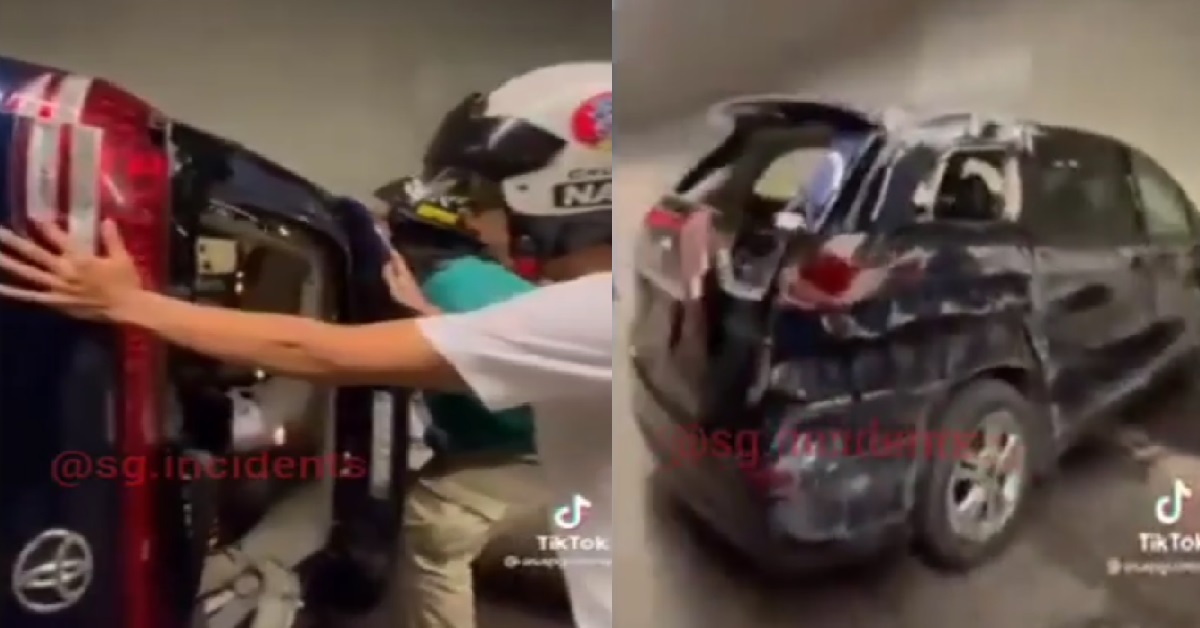 MOTORISTS WORK TOGETHER TO OVERTURN FLIPPED CAR THAT CRASHED INSIDE TUNNEL