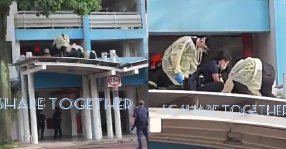 WOMAN FELL FROM HEIGHT ONTO SHELTERED WALKWAY @ BOON KENG HDB