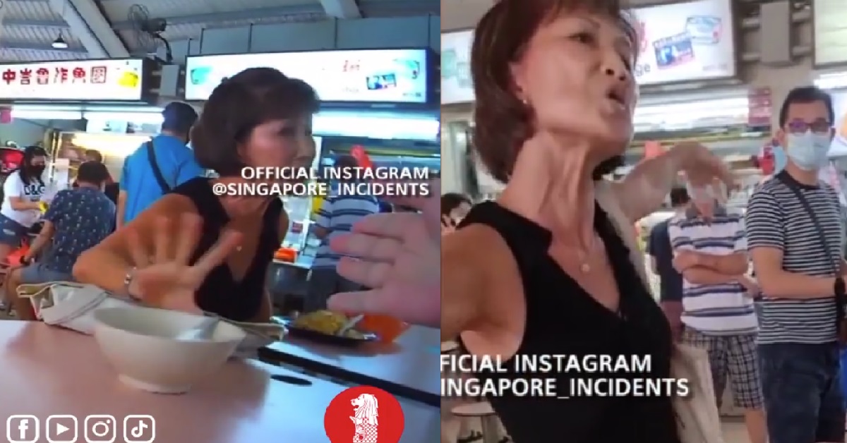 AUNTIE PUT BAG ON WOMAN’S TABLE AT HAWKER CENTRE – “THIS IS A PUBLIC PLACE”