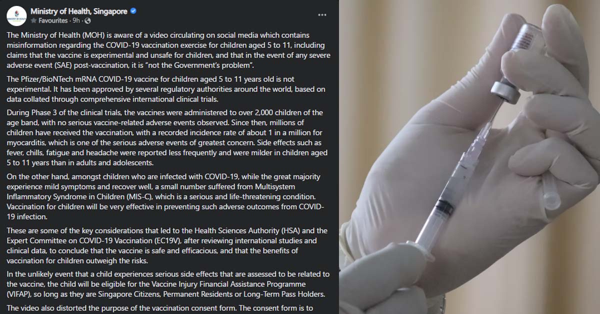 MOH DEBUNKS SOCIAL MEDIA VIDEO ABOUT VACCINATION