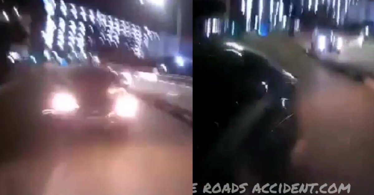 CRAZY DRIVER DRIVING AGAINST TRAFFIC, ALMOST HITTING MOTORCYCLIST