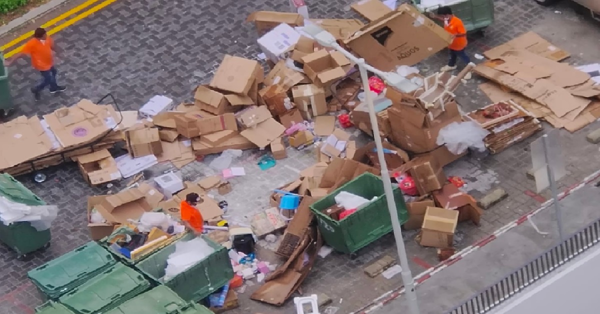 NEW RESIDENT JUST MOVED IN, THROW CARDBOARD BOXES ALL OVER RUBBISH DUMP