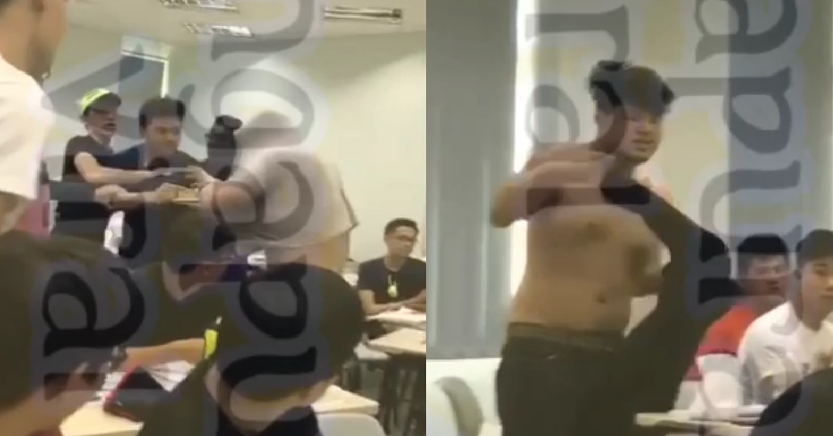 STUDENTS ALL OUT BRAWL INSIDE CLASSROOM, TAKE OFF SHIRT LIKE WWE