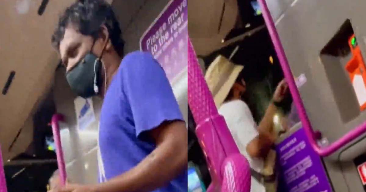 CRAZY AUNTIE GRABS DRUNK MAN AND DELAYS THE BUS