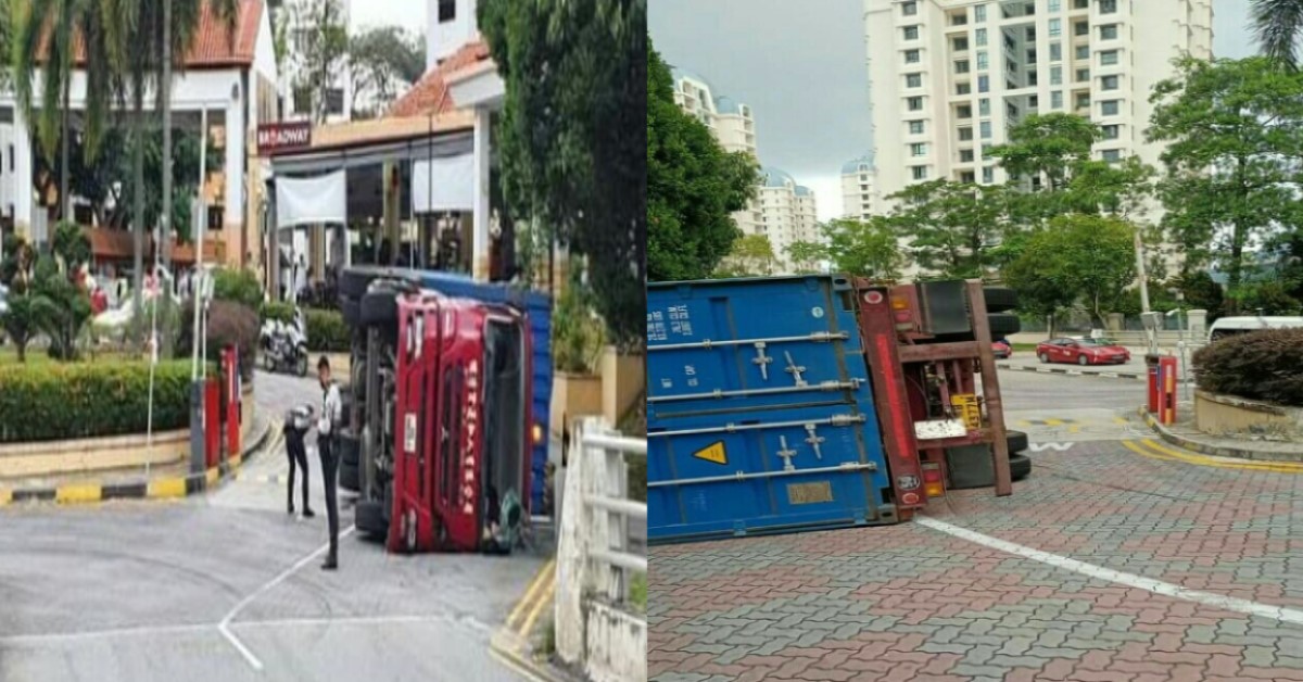 42 Y.O MAN INJURED AFTER TRUCK HE DROVE OVERTURNED AT BEDOK
