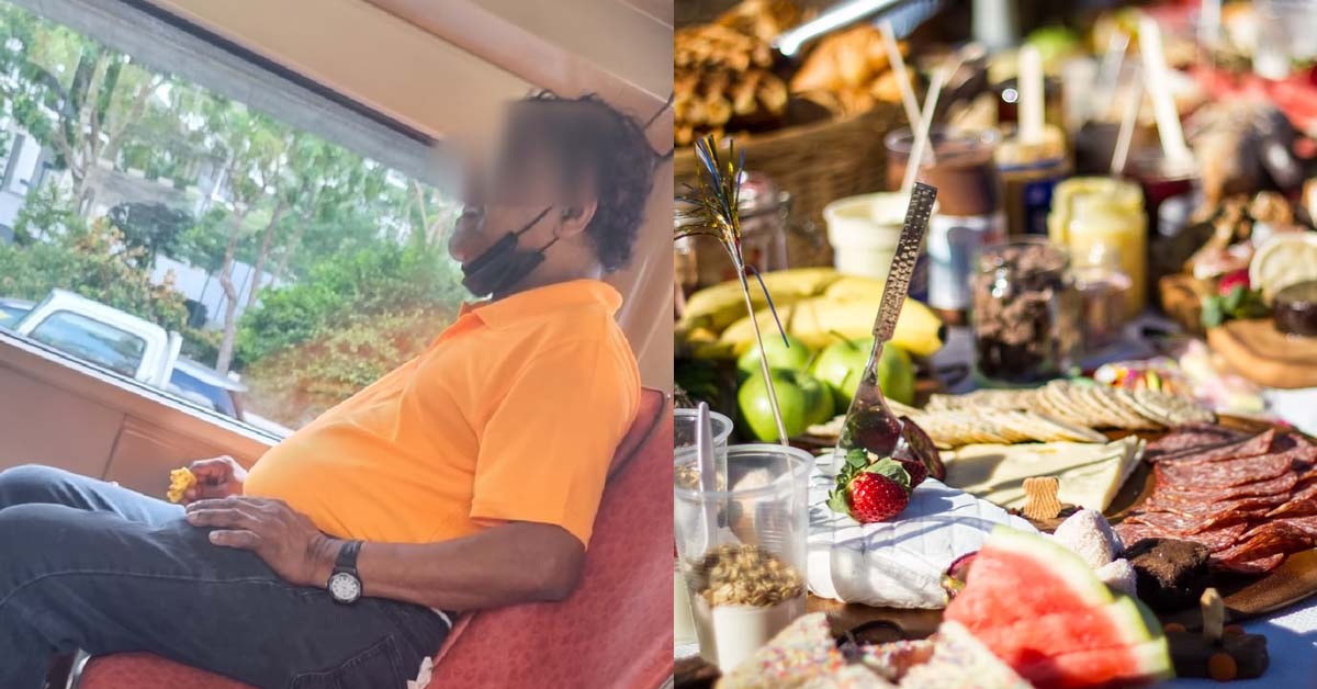 UNCLE EAT ON BUS IGNORE OTHERS WHEN TOLD TO WEAR MASK