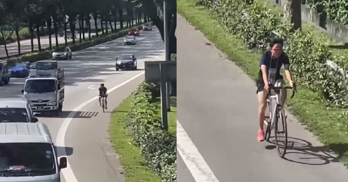 ERRANT CYCLIST CYCLING ON THE EXPRESSWAY WITHOUT A HELMET ON