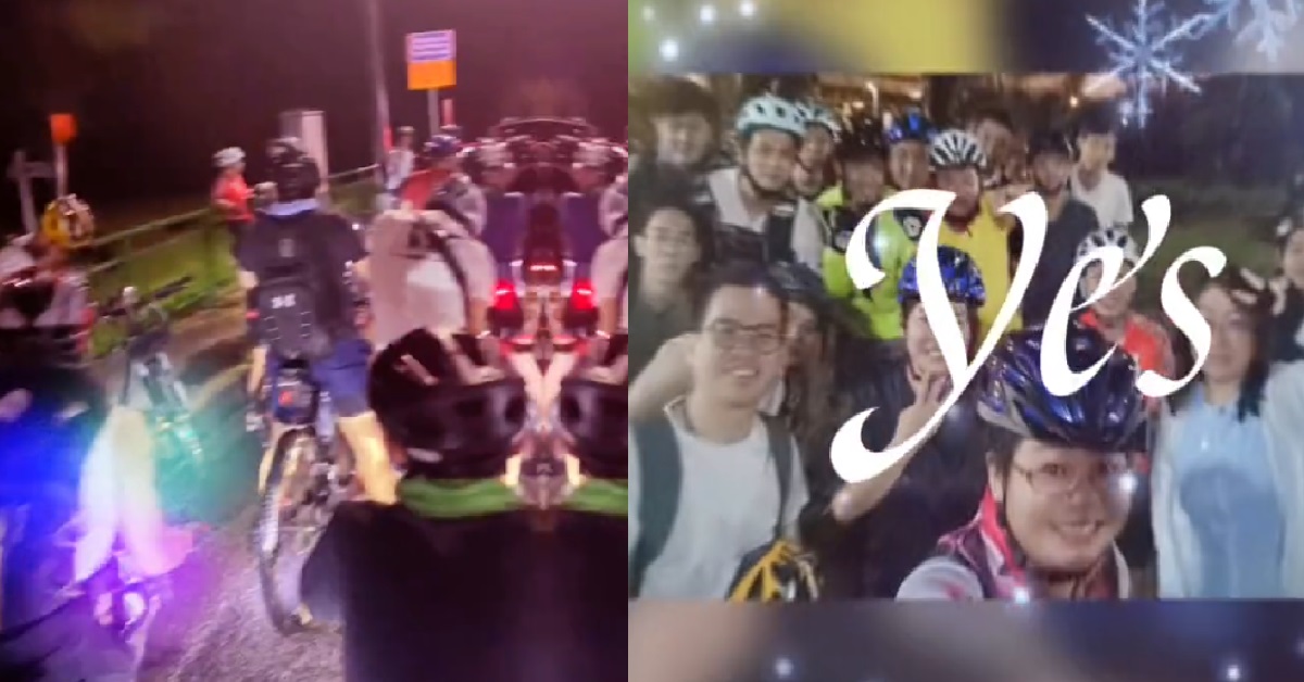 ERRANT CYCLISTS OPENLY BREAKING LAW, CYCLING IN GROUP OF ABOUT 17.