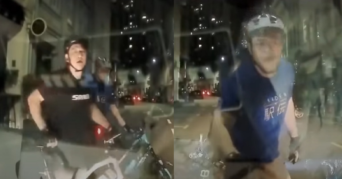 ERRANT CYCLISTS CONFRONT DRIVER AND HITS HIS CAR AFTER BEING HONKED