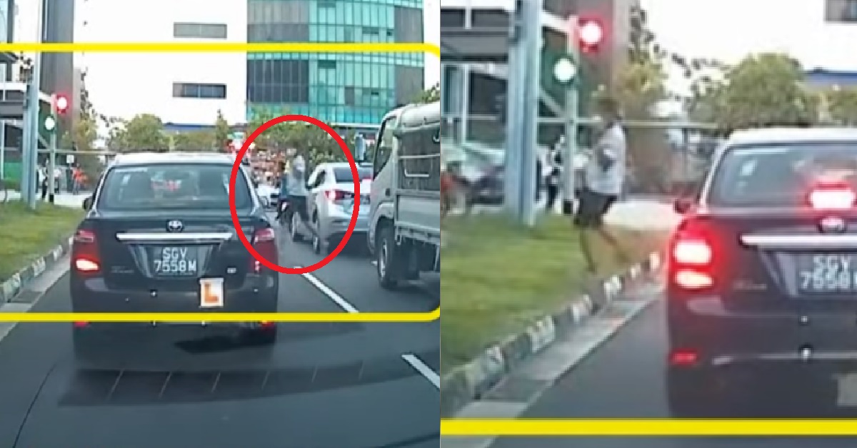JAYWALKING MAN WANT TO ACT HERO, DASH ACROSS ROAD AND ALMOST KENA BANG