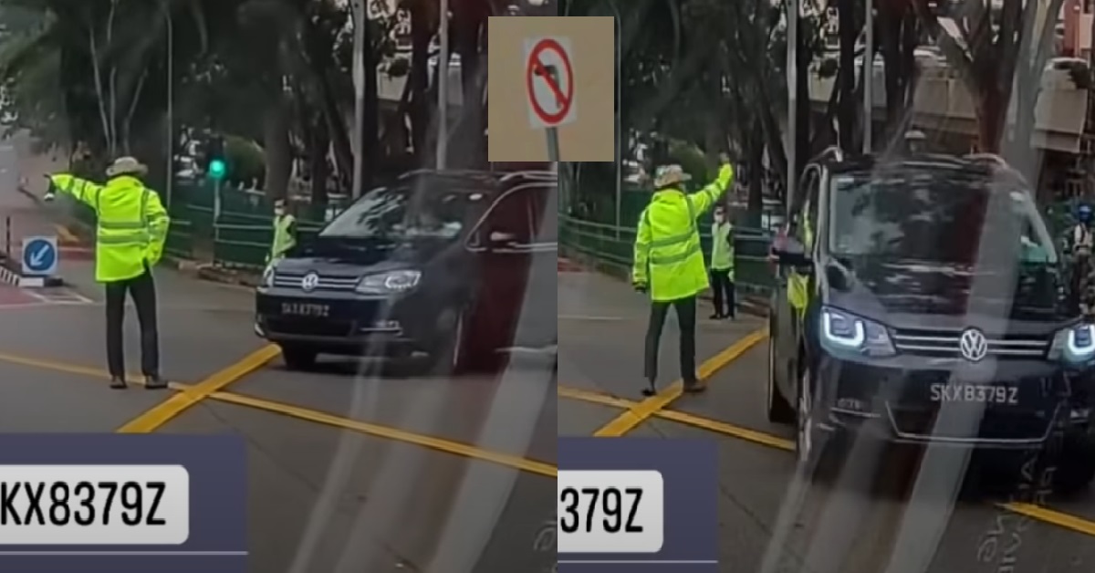 DRIVER INSISTS ON MAKING ILLEGAL TURN AFTER TRAFFIC MARSHALL SAYS “NO”