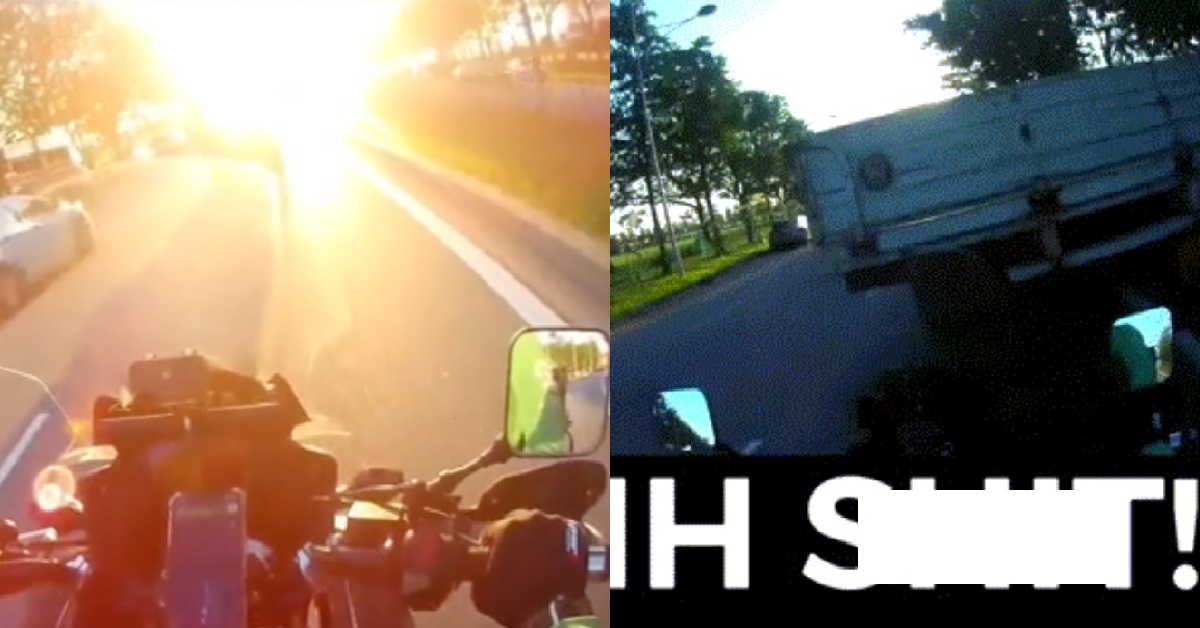 MOTORCYCLIST BLINDED BY THE SUN, THEN CRASHED INTO PARKED LORRY