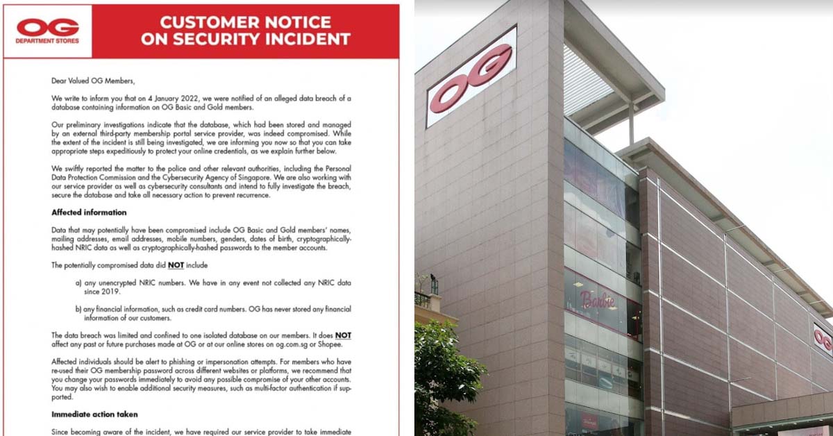 OG’S CUSTOMER INFORMATION WAS POTENTIALLY COMPROMISED