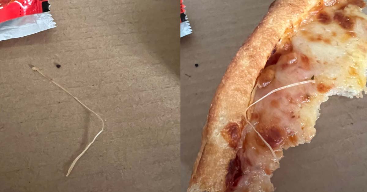 MAN FOUND “STRING LIKE PLASTIC” IN PEZZO PIZZA (COMPASS ONE)