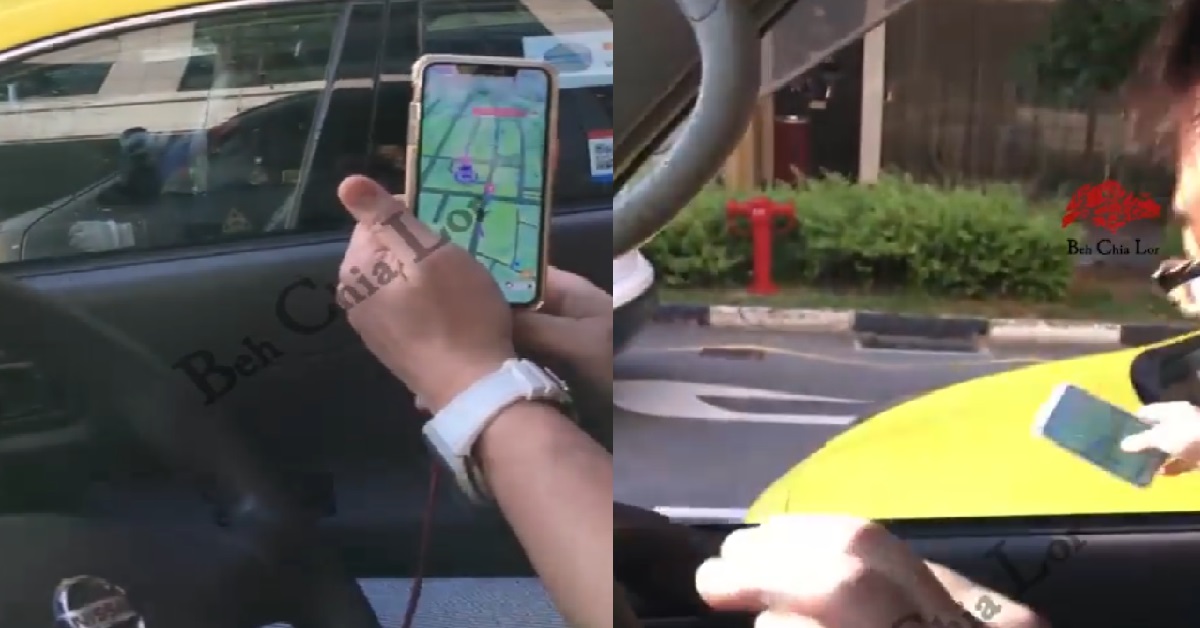 VAN DRIVER PLAYING POKEMON GO WHILE DRIVING, THEN HARASSES TAXI