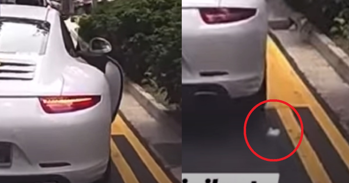 PORSCHE DRIVER LITTERING ON ROAD BECAUSE THE WORLD IS HIS DUSTBIN